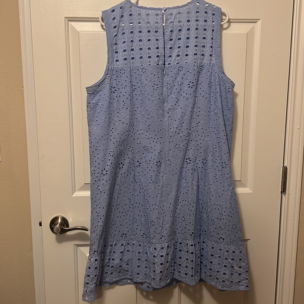 NWOT LOFT Blue eyelet dress, lined from bust to flounce. Size 18 - Picture 3 of 4